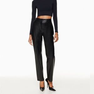 Babaton Command Trouser Pant Mid-rise Vegan Leather Black Size 4